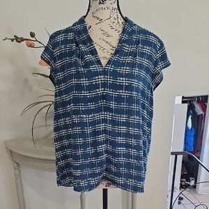 Calvin Klein Blue and White Plaid Blouse